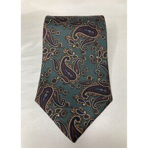 Vintage Bert Pulitzer Men’s Green Paisley Classic Neck Tie 100% Silk 59” x 4”